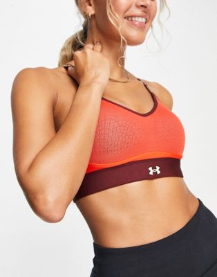Under Armour Infinity Covered low support sports bra in burgundy - ASOS Price Checker