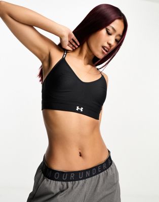 Under Armour Infinity Covered Low support sports bra in black - ASOS Price Checker