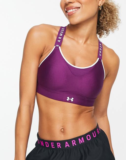 Under Armour Infinity high support bra in purple/white