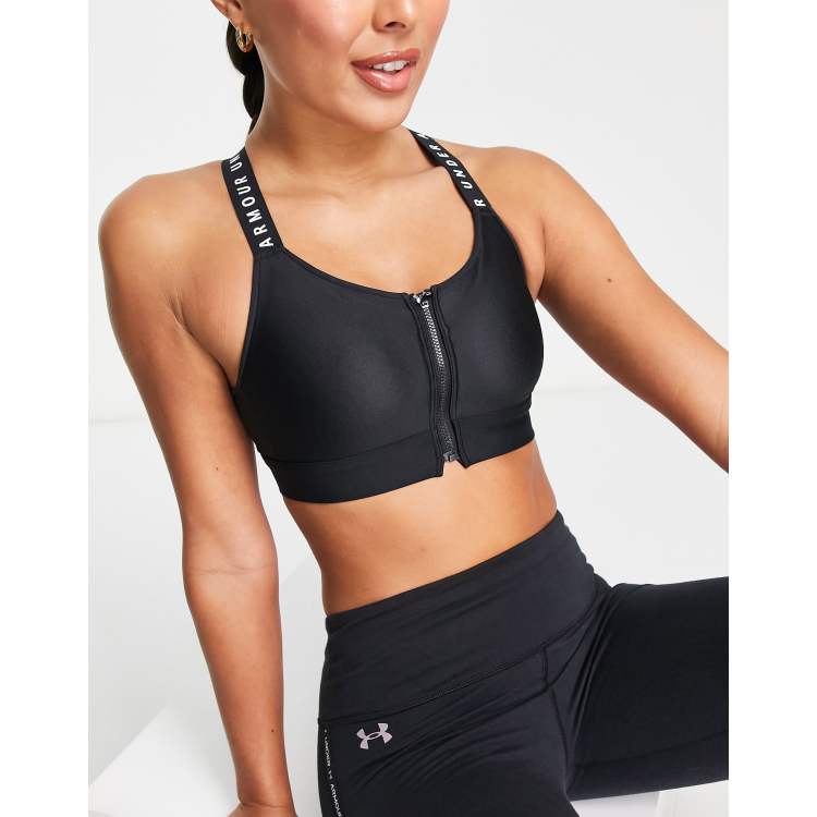 Under Armour Infinity mid support high neck sports bra in grey