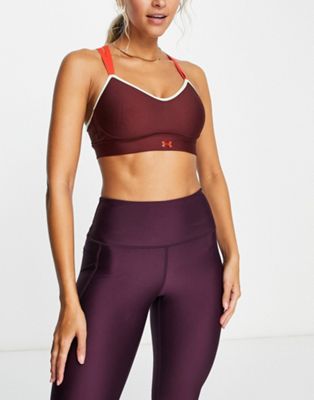 Under Armour Infinity low support strappy sports bra in burgundy - ASOS Price Checker