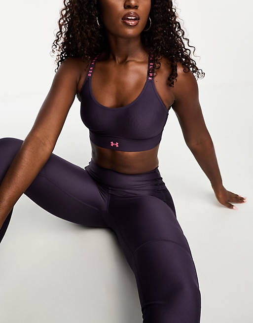 Under Armour Infinity mid support covered sports bra in purple
