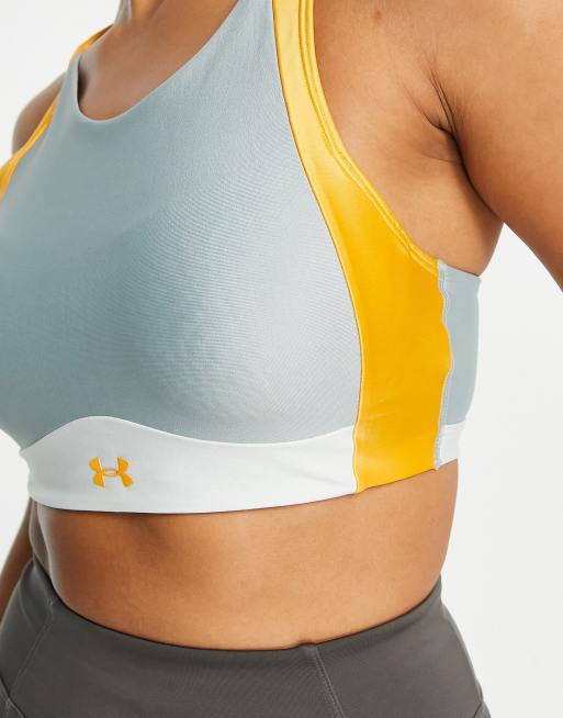 Under Armour Infinity mid support high neck sports bra in grey shine