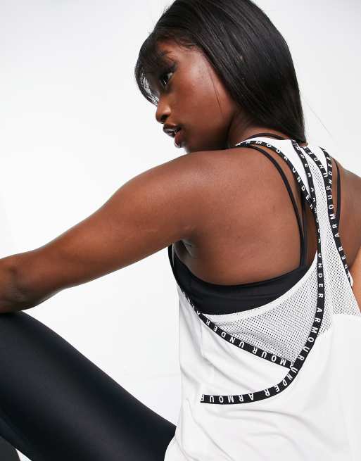Under Armour - Knock Out - Débardeur de sport à motif géométrique - Blanc