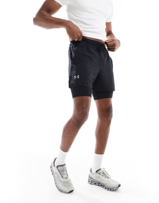 Launch - 2-in-1-Shorts in Schwarz, 5 Zoll Schrittlänge Schwarz S
