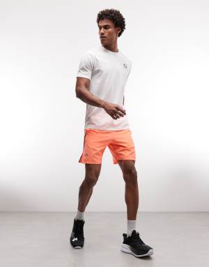 Under Armour Launch 7-inch shorts in electric tangerine
