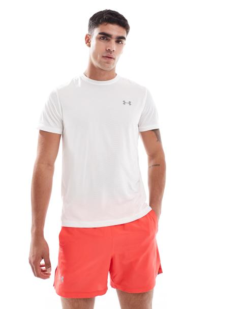 Under Armour Launch t-shirt in white and reflective  