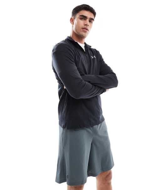 Under Armour Launch quarter-zip in black and reflective