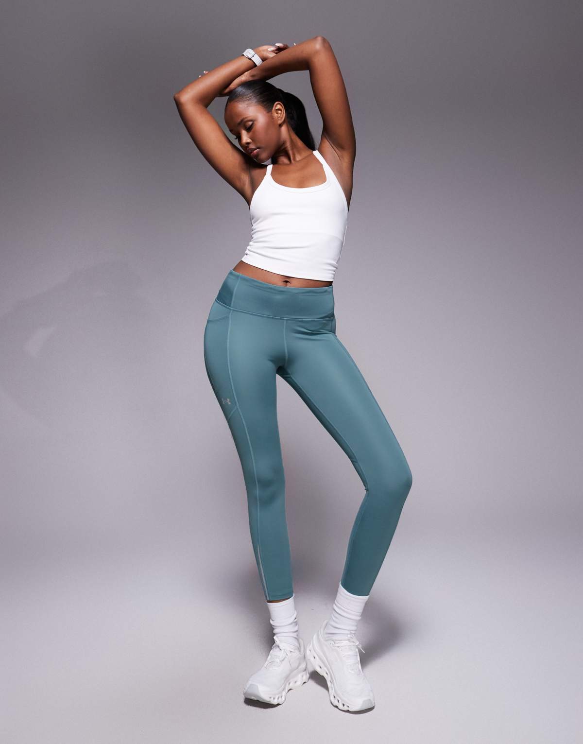 Under Armour Launch leggings in jasper blue