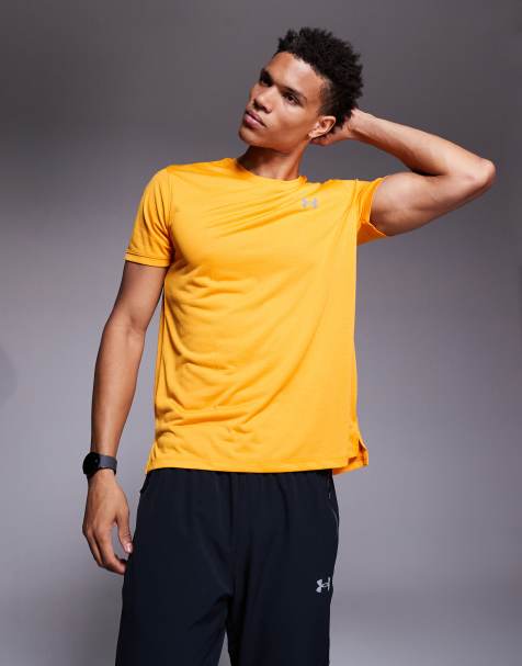 Under Armour Launch t-shirt in orange and reflective  