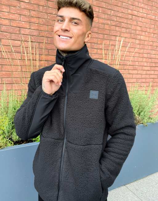 Under Armour Legacy sherpa fleece jacket in black ASOS