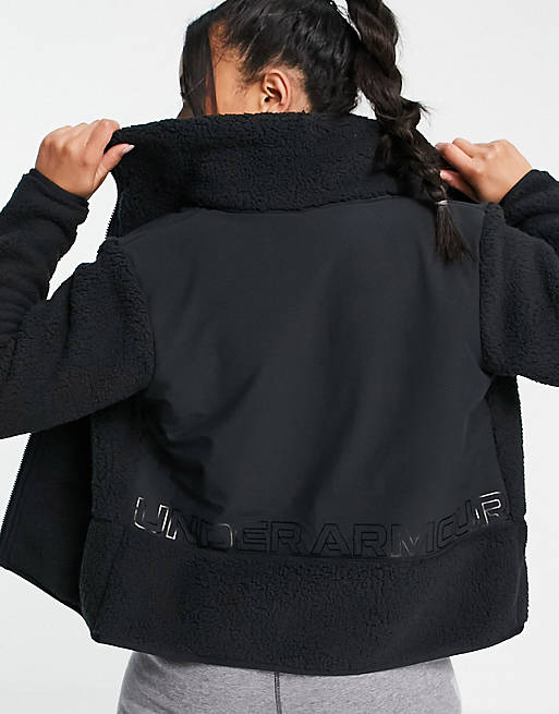 Under Armour legacy sherpa swacket in black