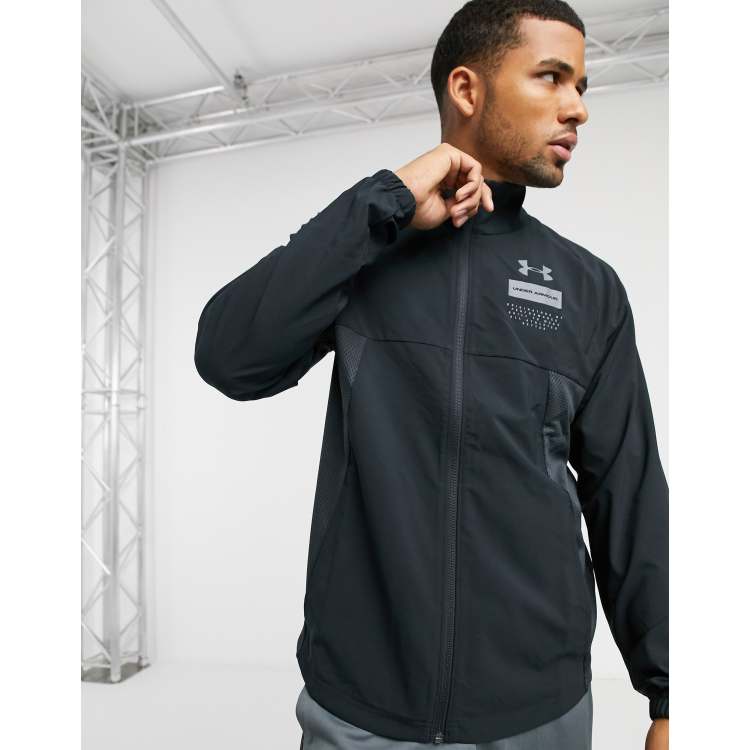 Under Armour lightweight woven zip thru jacket in black ASOS