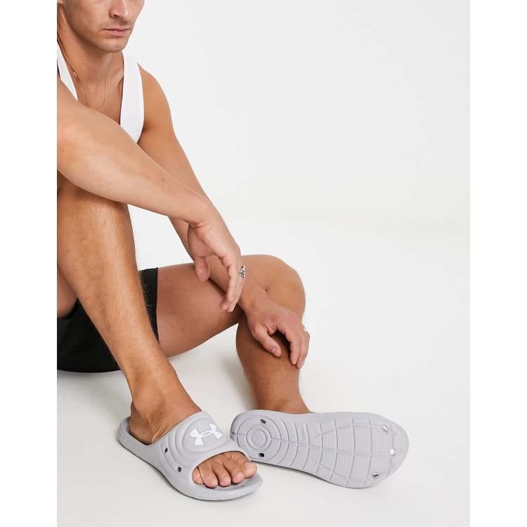 Under Armour Locker IV sliders in white ASOS