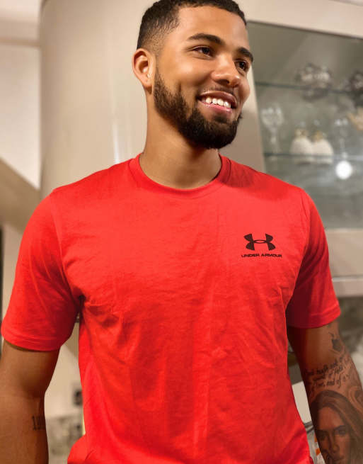 Under Armour logo t shirt in red ASOS