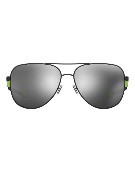 Under Armour lunettes de soleil aviateur avec verres miroir argentés, noir, 2 de 7