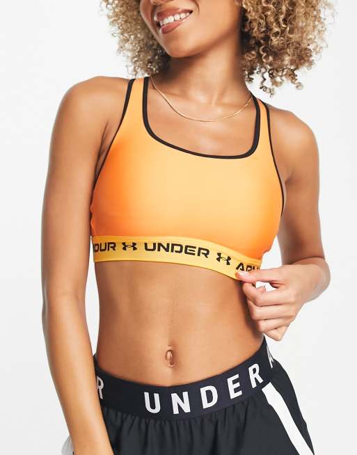 Under Armour mid support crossback sports bra in orange