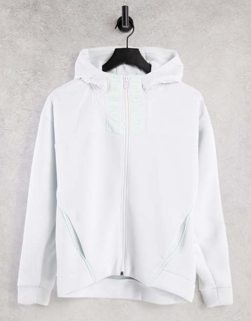 Under Armour – Move – Biało-niebieska bluza z kapturem zapinana na zamek