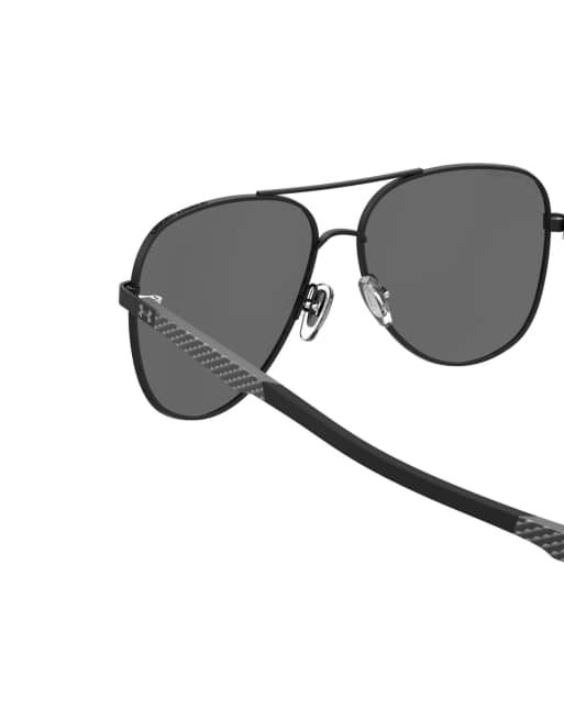 Under Armour occhiali da sole da aviatore con lenti polarizzate grigie, neri, 7 di 7