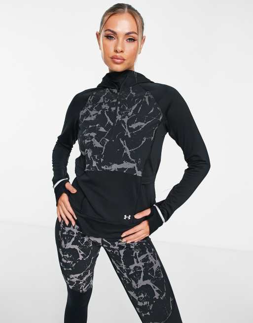 Under Armour - Outrun The Cold - Jas met capuchon en 1/2 rits in zwarte print