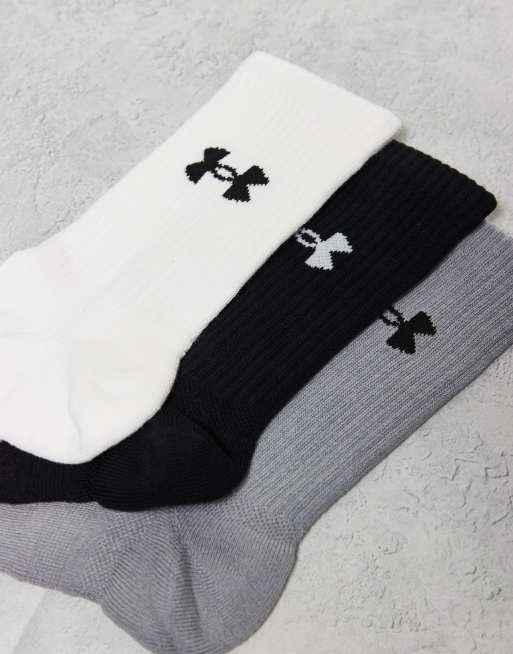 Under Armour Performance 3 pack crew socks in white, steel and black, 2 of 3