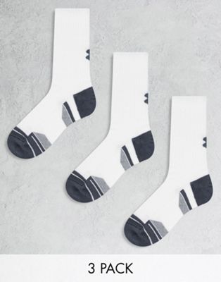 Under Armour Performance 3 pack crew socks in white
