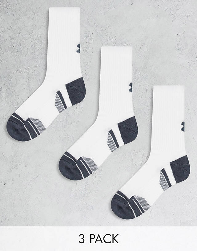 Under Armour - performance 3 pack crew socks in white