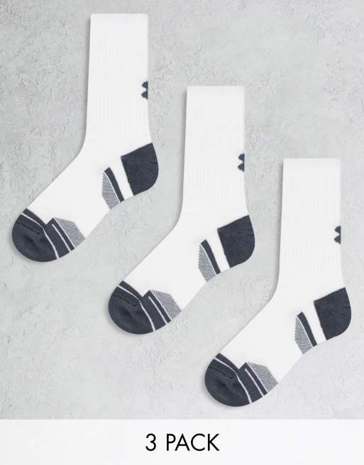 Under Armour Performance 3 pack crew socks in white