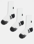 [Under Armour] Under Armour Performance Tech 3 pack crew socks in white and grey L White And Grey