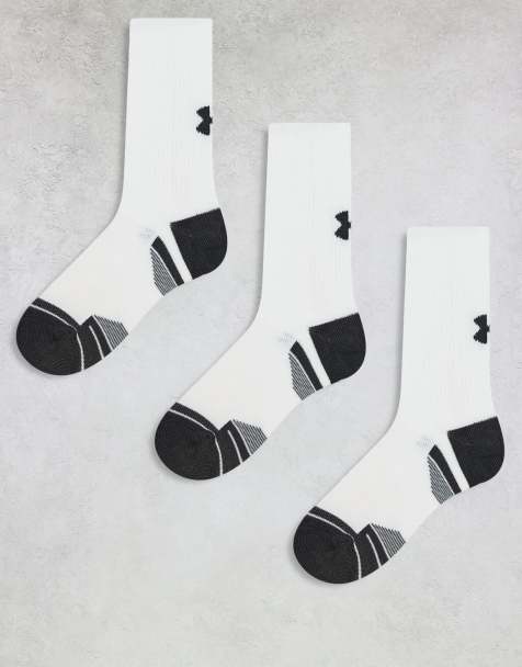 Under Armour – Performance Tech – 3er-Pack Crew-Socken in Weiß und Grau - view 1
