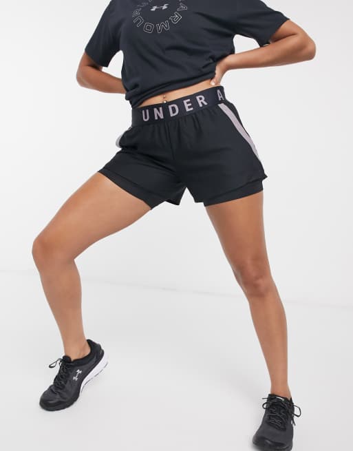 Under Armour Play Up 2 in 1 shorts in black