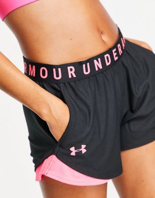 Under Armour Play Up 3.0 shorts in black and pink - ASOS Price Checker