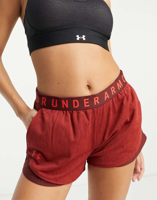 Under Armour Play Up Twist 3.0 shorts in burgundy marl