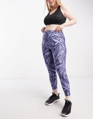 Under Armour Plus ankle leggings in blue marble print