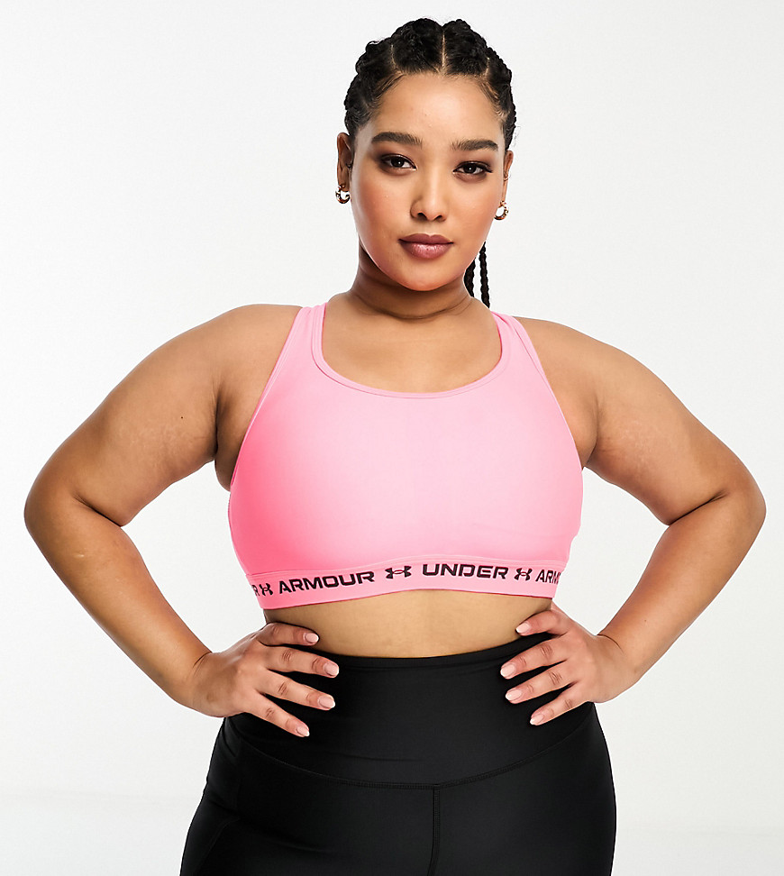 Under Armour Plus Crossback mid support sports bra in pink
