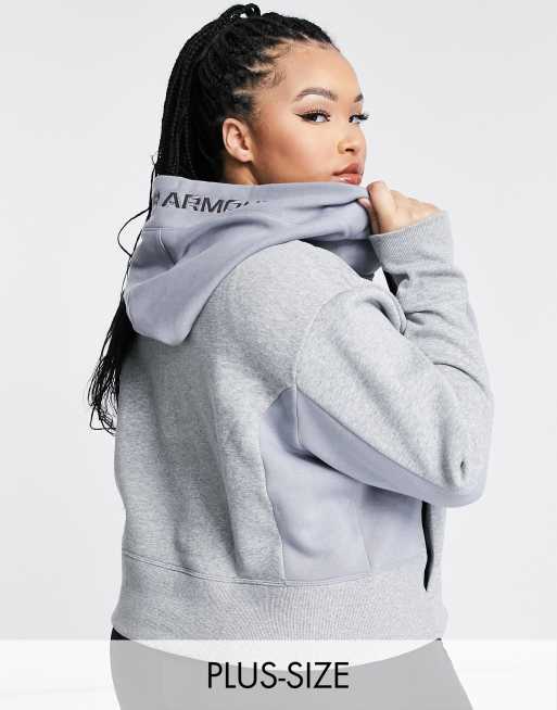 Under Armour Plus Rival fleece hoodie in grey | ASOS