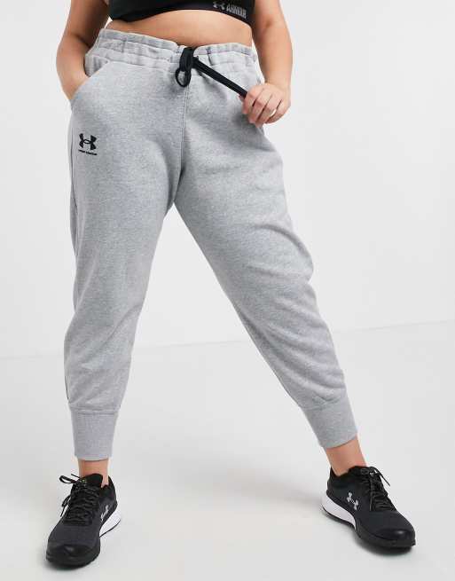 Under Armour Plus Rival fleece joggers in grey