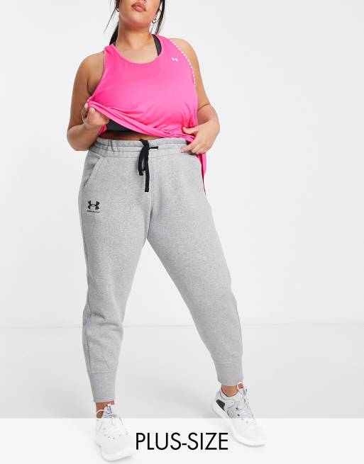 Under Armour Plus Rival fleece trackies in grey marl | ASOS