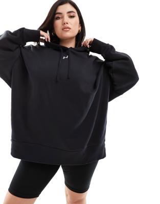 Under Armour Plus - Rival - Oversize-Kapuzenpullover aus schwarzem Fleece