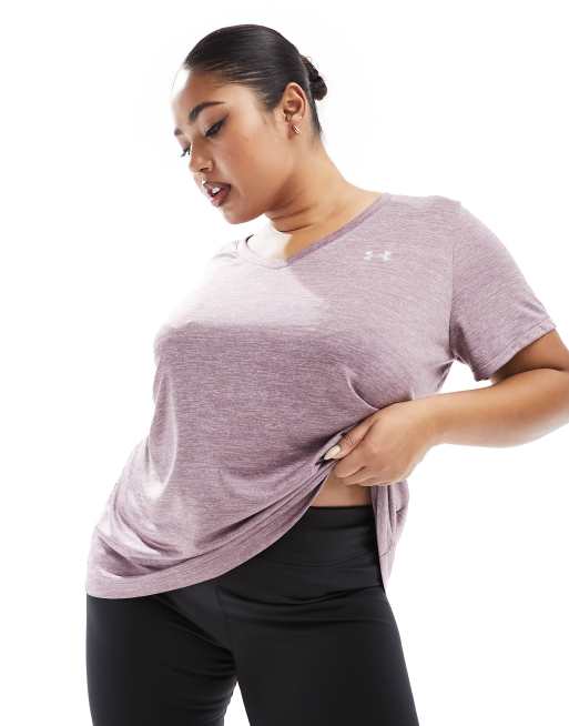 Under Armour Plus - Tech Twist - Lyselilla T-shirt med V-hals