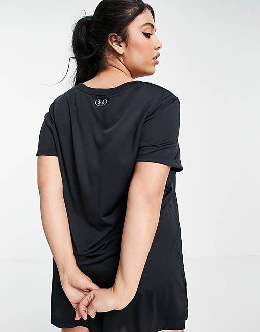 Tops Under Armour Plus Training Tech v neck t-shirt in black 