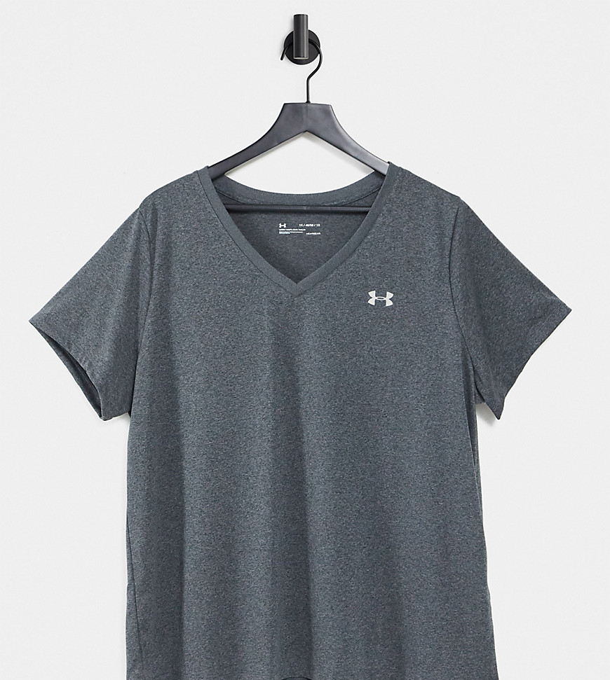 Under Armour Plus Training Tech v neck t-shirt in gray-Grey