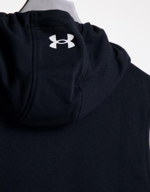 Under Armour - Project Rock - Mouwloze hoodie van terry in zwart, 3 van 4
