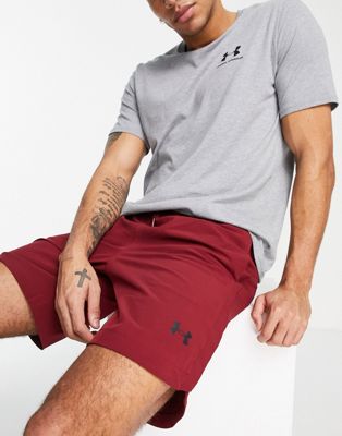 Under Armour Project Rock shorts in burgundy red - ASOS Price Checker