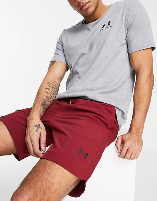Under Armour Project Rock shorts in burgundy red