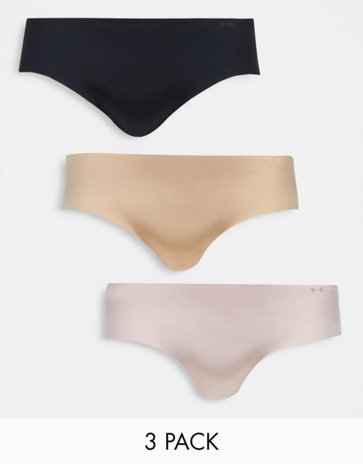 panties Under Armour Pure Stretch Thong 3 Pack - 004/Black/Beige - women´s  