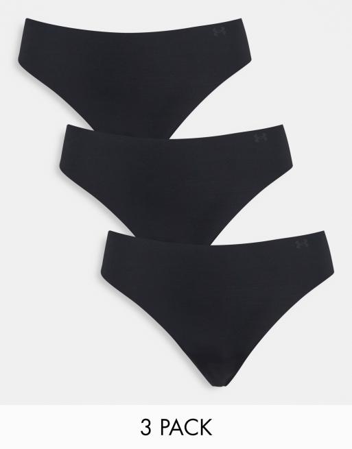 Under Armour Pure Stretch 3 pack seamless thongs in black