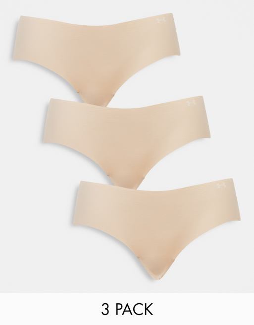 Under Armour – Pure Stretch – Zestaw 3 par beżowych bezszwowych fig z podwyższonym stanem