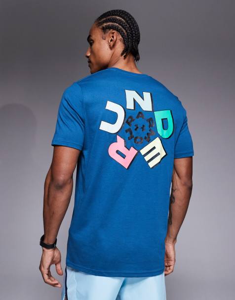 Under Armour – Radial – Niebieski T-shirt z logo na plecach - view 1