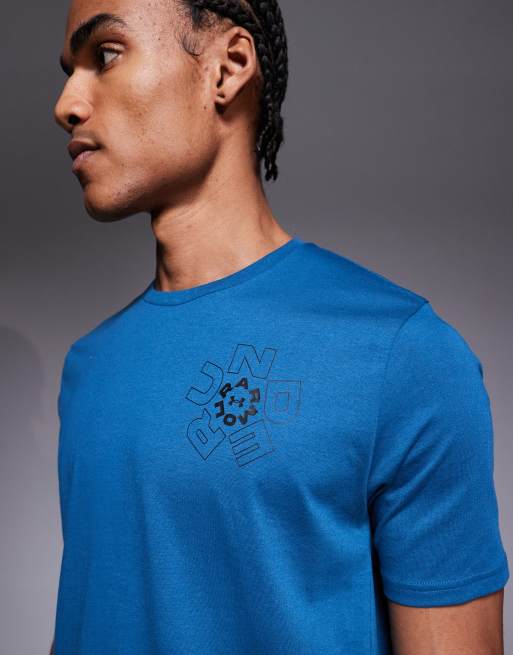 Under Armour Radial wordmark t-shirt with back print in blue, 5 of 5